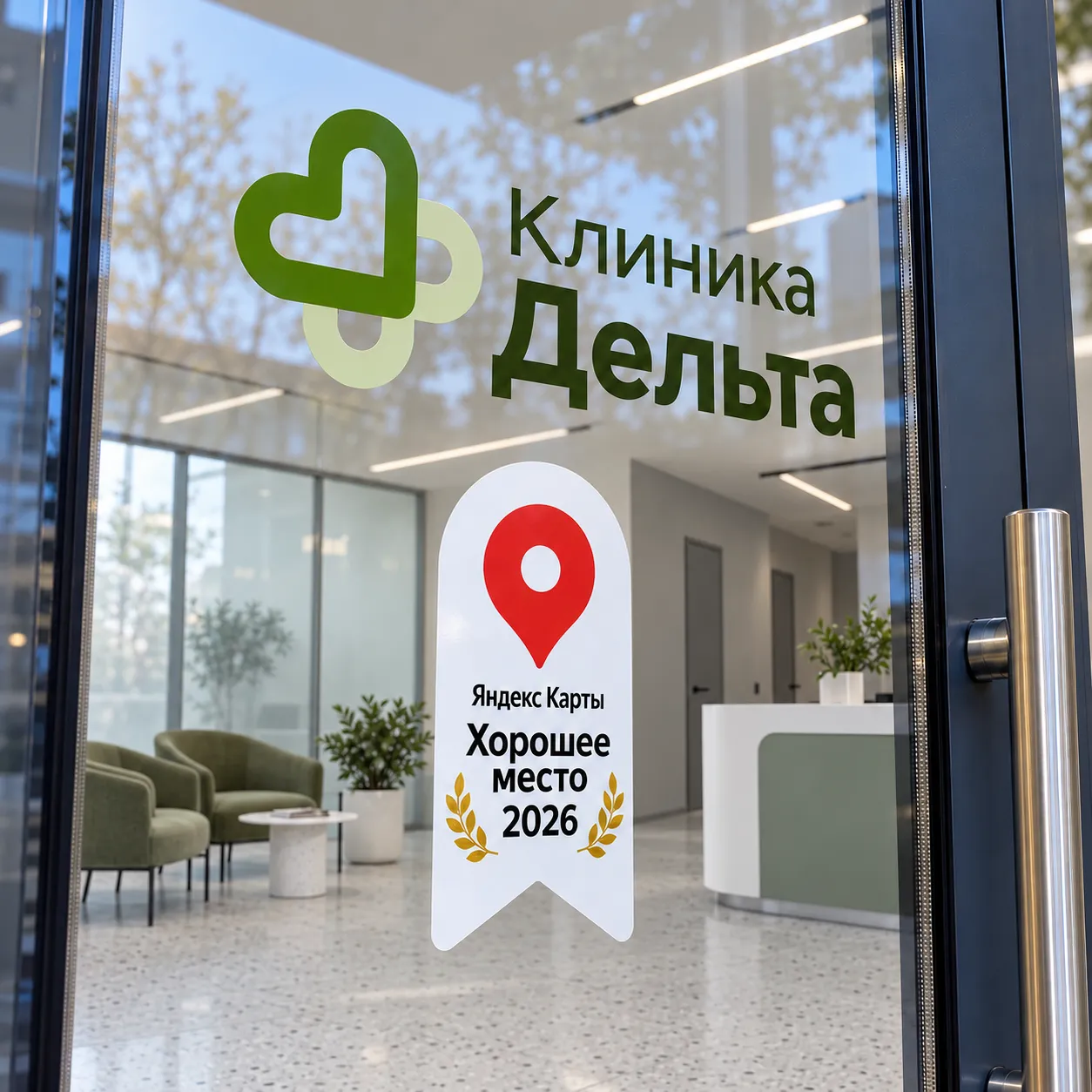 наклейка хорошее место на двери